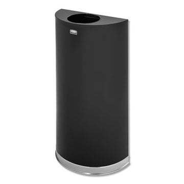 Rubbermaid® Commercial European And Metallic Series Open Top Receptacle, Half-round, 12 Gal, Black-chrome freeshipping - TVN Wholesale